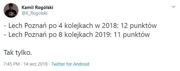 Lech Poznań po 4. kolejkach w 2018 VS po 8 kolejkach w 2019 xD
